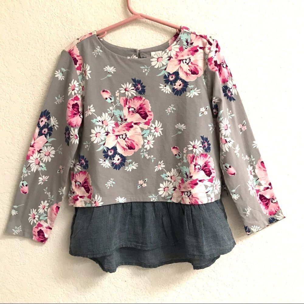 NWT Gap Kids floral layered look top S